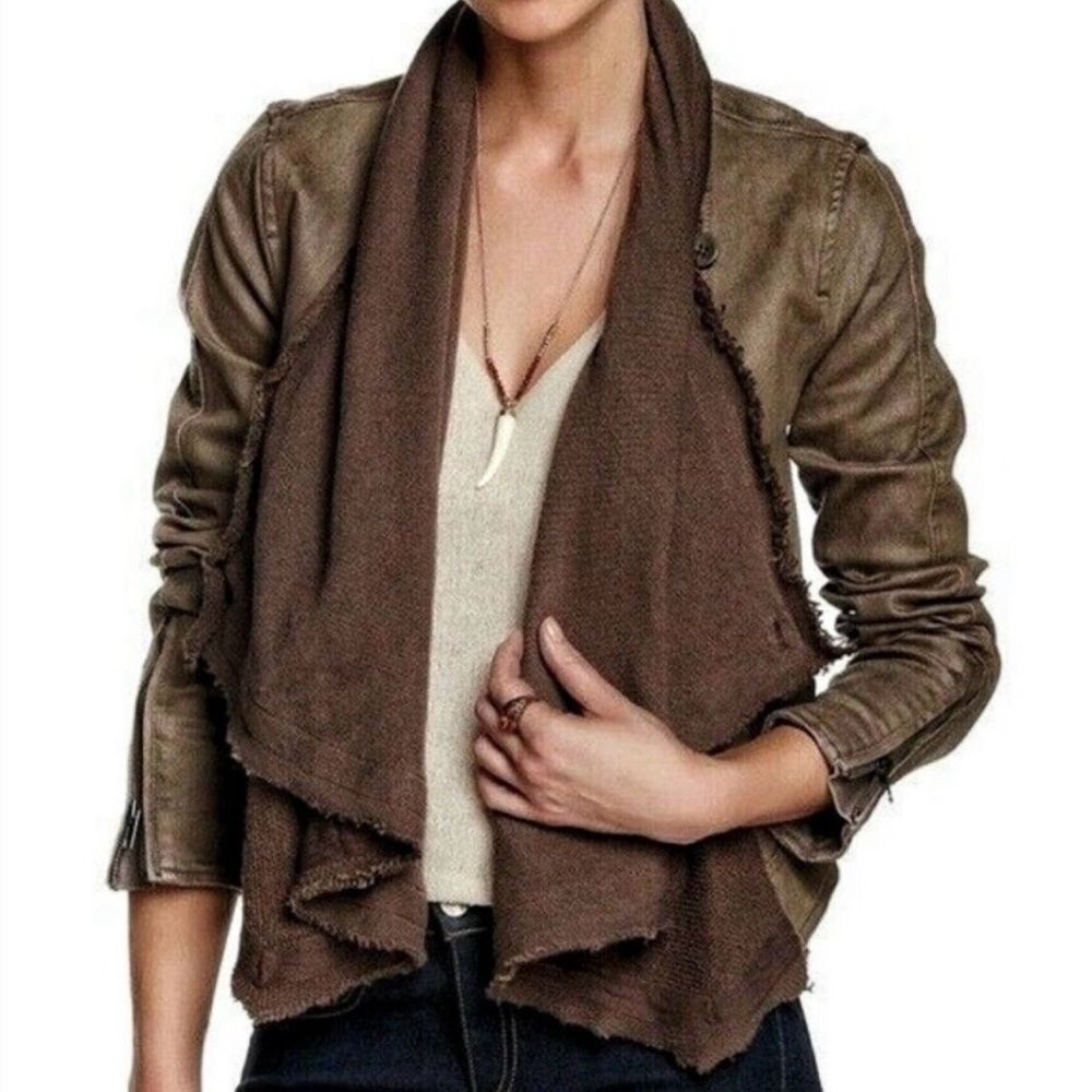 Free People Brown Utility Jacket with Dark Brown Scarf